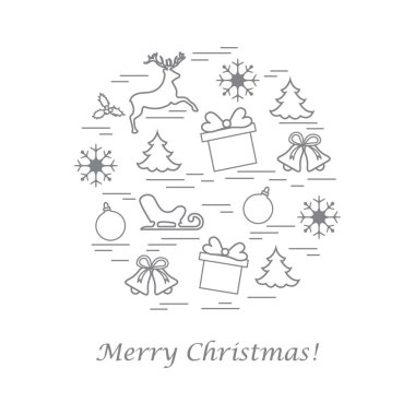 Farklı yeni yıl ve Noel simgeler vektör çizim 