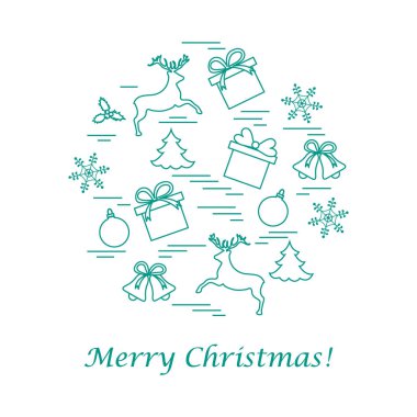 Farklı yeni yıl ve Noel simgeler vektör çizim 