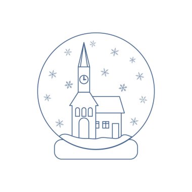 Belediye ile saat ve evin içinde vektör çizim