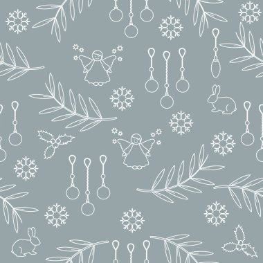 Kış Dikişsiz desen çeşitli yeni yıl ve Noel symb ile
