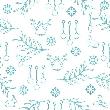 Kış Dikişsiz desen çeşitli yeni yıl ve Noel symb ile