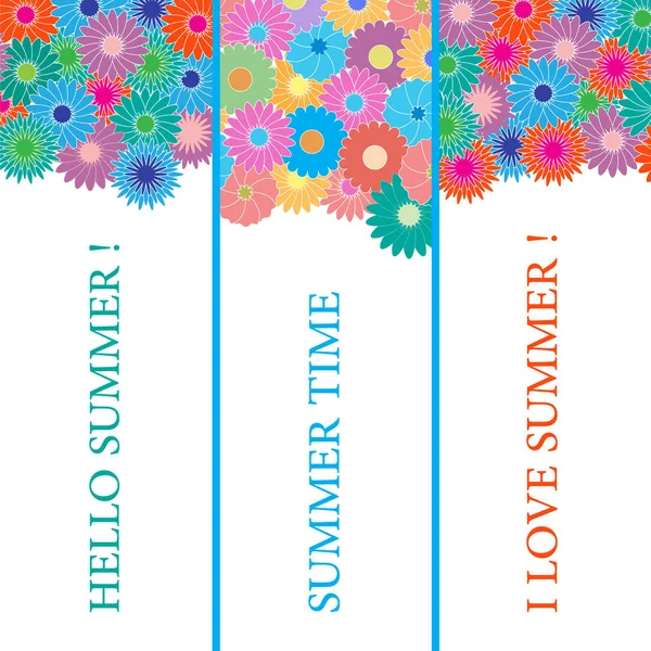 花模様と 3 つのブックマークで素敵な絵に — ストックベクタ