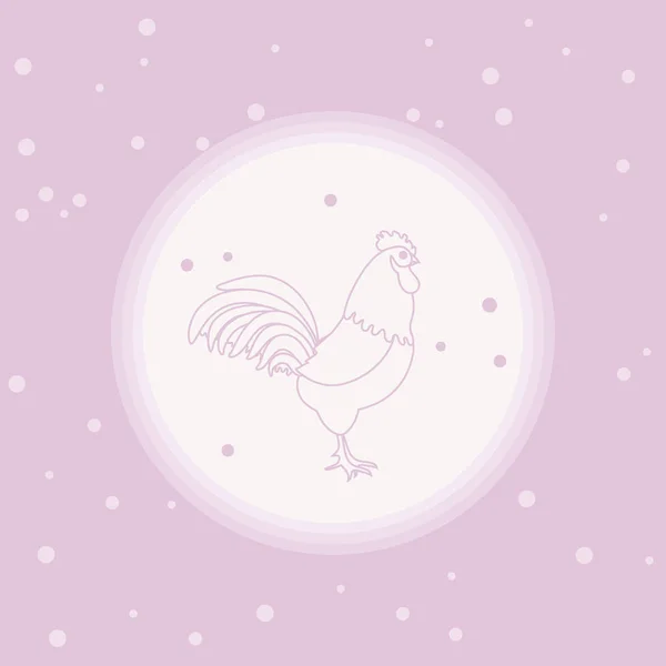 Silueta de un gallo en un círculo sobre un fondo de color con — Vector de stock