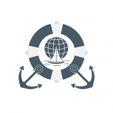 Dalgalar üzerinde bir gl yelken renkli bir yat stilize simgesi