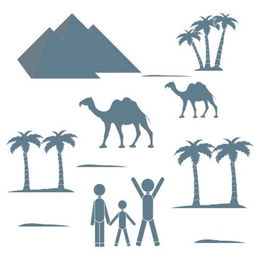 Seyahat için güzel bir resim gösteren aşk: insanlar ve Piramitler, palm t