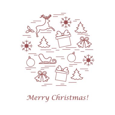 Farklı yeni yıl ve Noel simgeler vektör çizim 