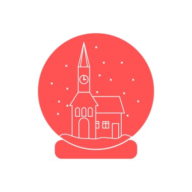 Belediye ile saat ve evin içinde vektör çizim