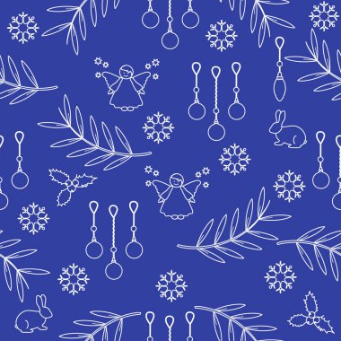 Kış Dikişsiz desen çeşitli yeni yıl ve Noel symb ile