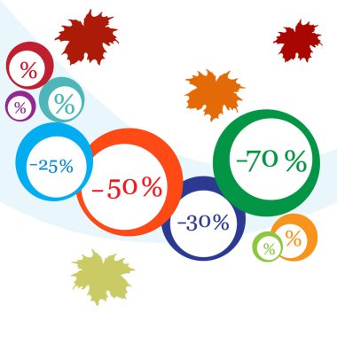 Pazarlar ve dükkanlar için çeşitli indirimler vektör çizim.