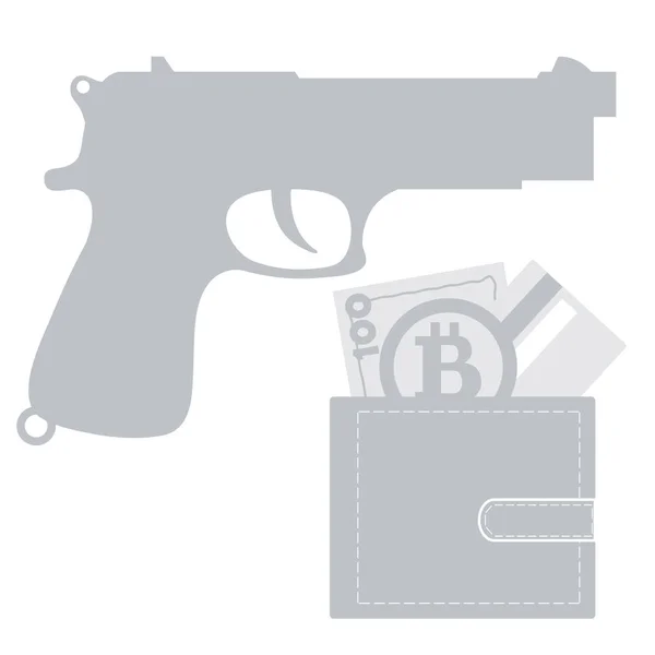 Renkli silah ve çanta para bill, kredi ile stilize simgesi — Stok Vektör