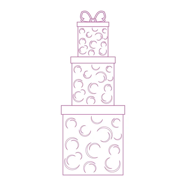 Ilustração vetorial de caixas de presente decoradas flocos de neve em branco — Vetor de Stock