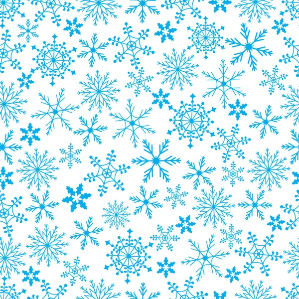 Patrón sin costuras de invierno con variedad de copos de nieve . — Archivo Imágenes Vectoriales