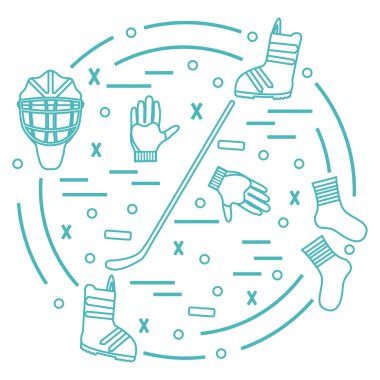 Hokey ve snowboard için çeşitli konularda vektör çizim