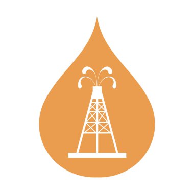 Petrol sondaj platformu yağla spurting çeşmeler ile stilize simgesi