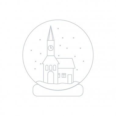 Belediye ile saat ve evin içinde vektör çizim