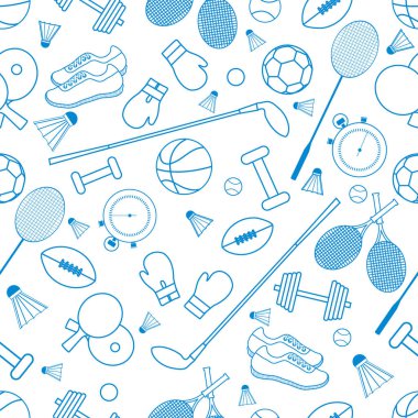 Spor konulu seamless modeli. Vektör çizim spor