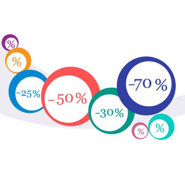 Pazarlar ve dükkanlar için çeşitli indirimler vektör çizim.