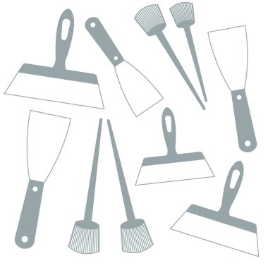 Renkli fırçalar ve spatula güzel resim