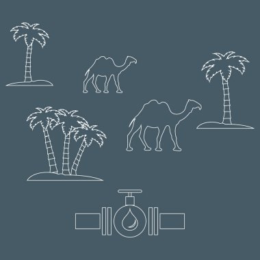 Vana ve yakıt ile borunun stilize simgesi hurma ile damla 