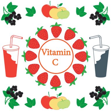 Elma, çilek, siyah kuş üzümü ve suyu r güzel resim