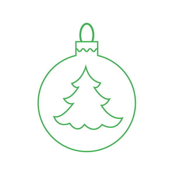 Vektor-Symbol Weihnachtskugel mit Silhouette des Weihnachtsbaums. — Stockvektor