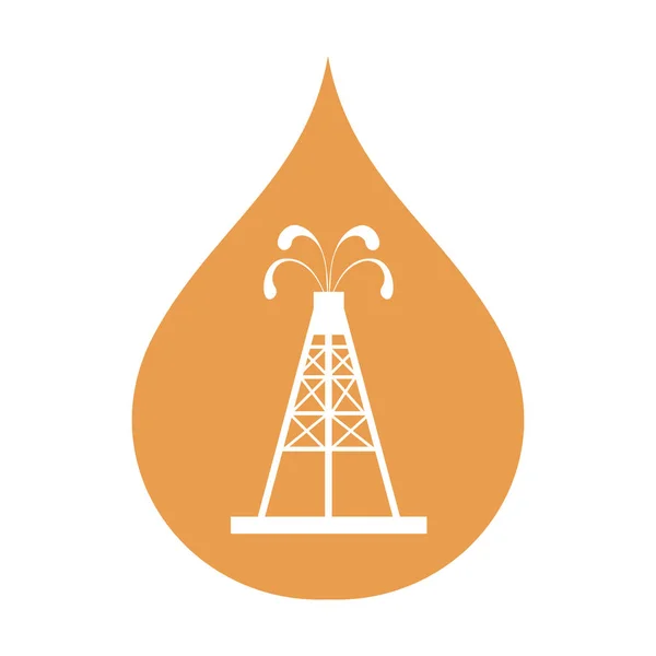 Stylizované ikony ropné plošiny s fontánami metajíce olej s — Stockový vektor