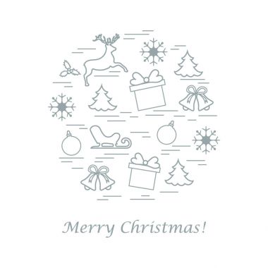 Farklı yeni yıl ve Noel simgeler vektör çizim 