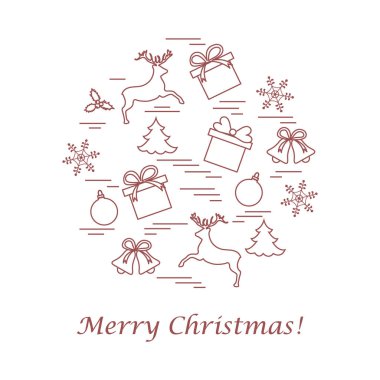 Farklı yeni yıl ve Noel simgeler vektör çizim 