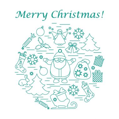 Farklı yeni yıl ve Noel simgeler vektör çizim 