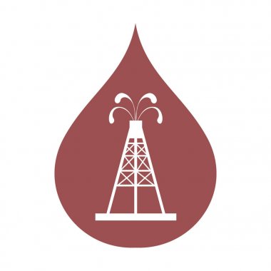 Petrol sondaj platformu yağla spurting çeşmeler ile stilize simgesi