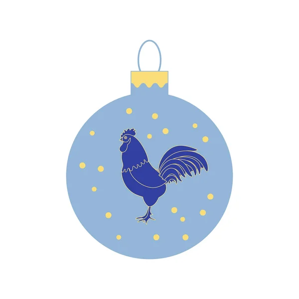 Linda imagen con bola de Navidad de color con gallo y snowfal — Foto de Stock