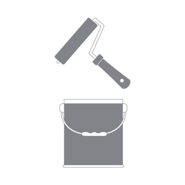 Boya ve boya kovası için renkli silindir güzel resim 