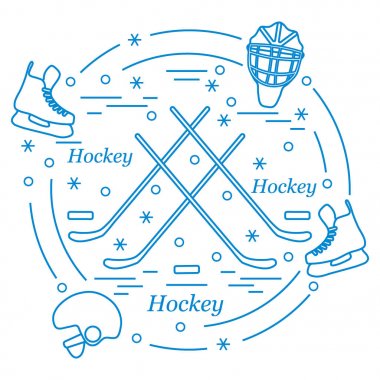 Vector illustration of various subjects for hockey arranged in a clipart