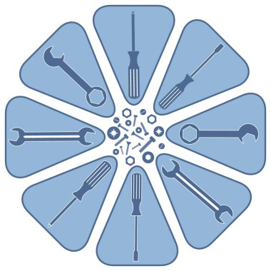 Farklı araçları ile renkli bir düzeni güzel resim 