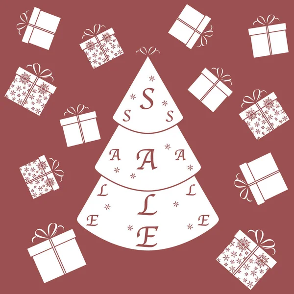 Vectorillustratie van kerstboom met tekst verkoop en verzamelen — Stockfoto