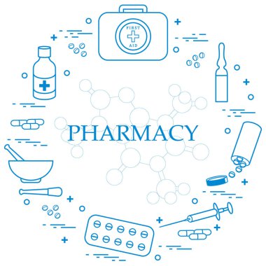 Çeşitli tıbbi cihazlar ve düzenlenen uyuşturucu ilk yardım kiti 