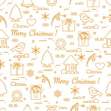 Sevimli vektör desen farklı yeni yıl ve Noel simgeler.