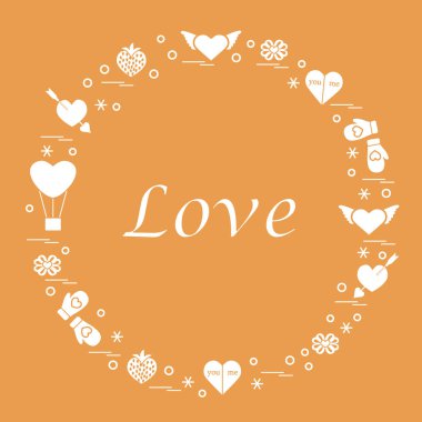 Sevimli vektör çizim ile farklı romantik sembolleri düzenlemek