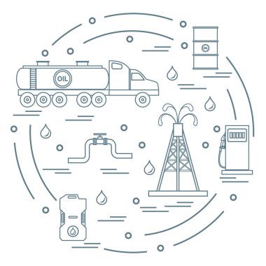 Sevimli vektör çizim petrol tankeri, petrol produ için donatım