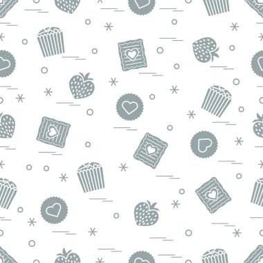 Şirin seamless modeli farklı romantik tatlılar. Aşk conce