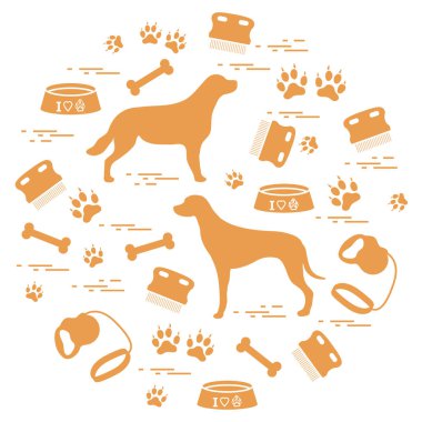 Bir CI düzenlenmiş köpek bakımı için sevimli vektör çizim ürünler