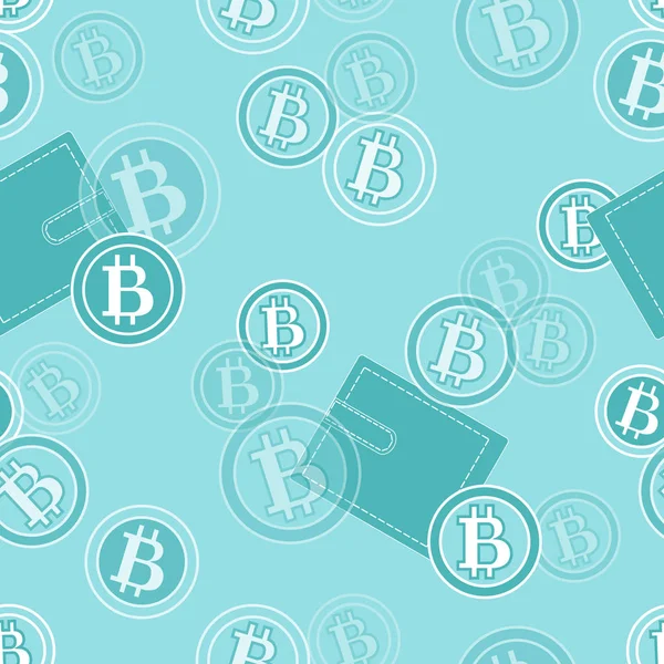 Varrat nélküli mintát bitcoins és pénztárcák. Pénzügy és virtuális c — Stock Vector