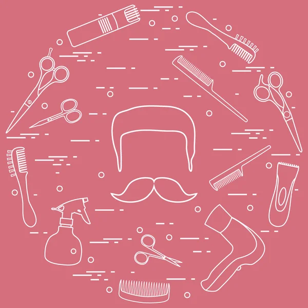 Illustratie van mannen kapsels, baarden en snorren, hairdresse — Stockvector
