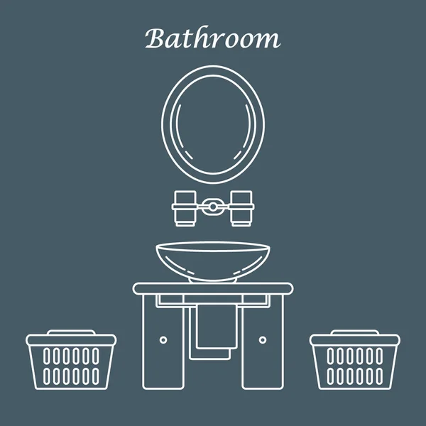 Cute vector illustration with variety bathroom elements: mirror, — Stock Vector
