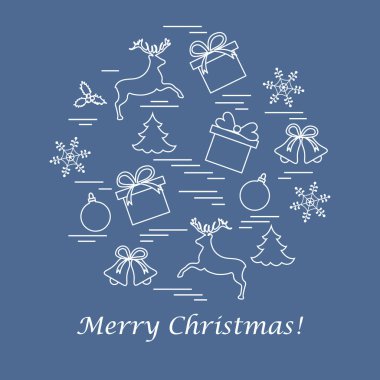 Farklı yeni yıl ve Noel simgeler vektör çizim 