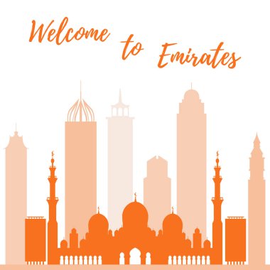Birleşik Arap Emirlikleri gökdelenler silhouet vektör çizim