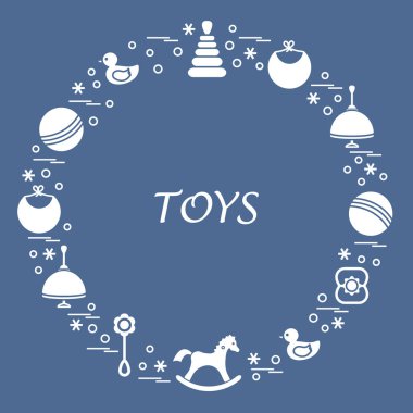 Vektör çizim çocuklar bir daire içinde düzenlenmiş elemanları: whirligi