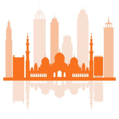 Birleşik Arap Emirlikleri gökdelenler silhouet vektör çizim