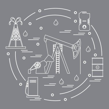 Petrol üretimi için donatım sevimli vektör çizim ca