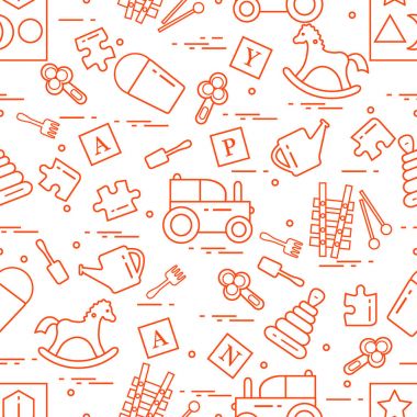 Çocukların oyuncakları çeşitli ile şirin seamless modeli: h sallanan